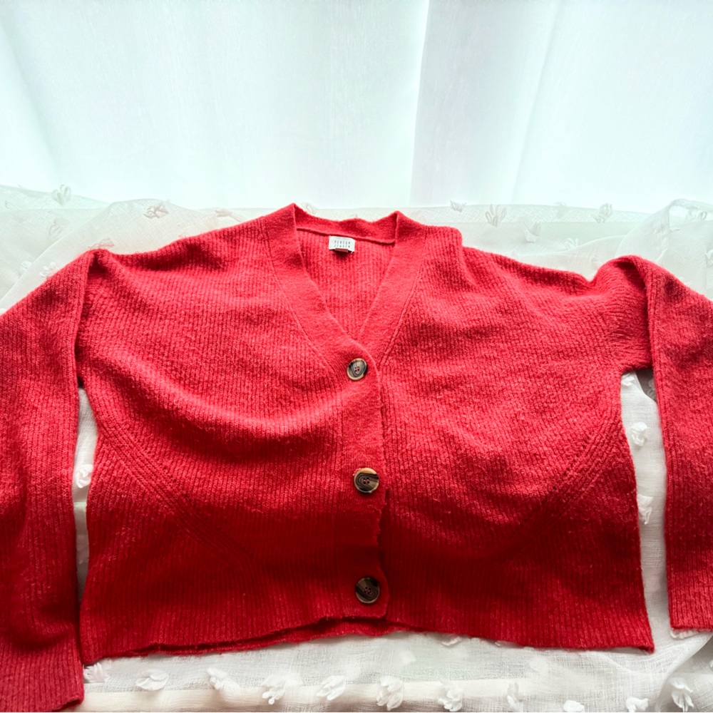 Oversized red comfy sweater cardigan
